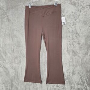 Level Up Active Flare Pants Women 2X Peppercorn Brown Cross Waist Sculpt Dry Fit